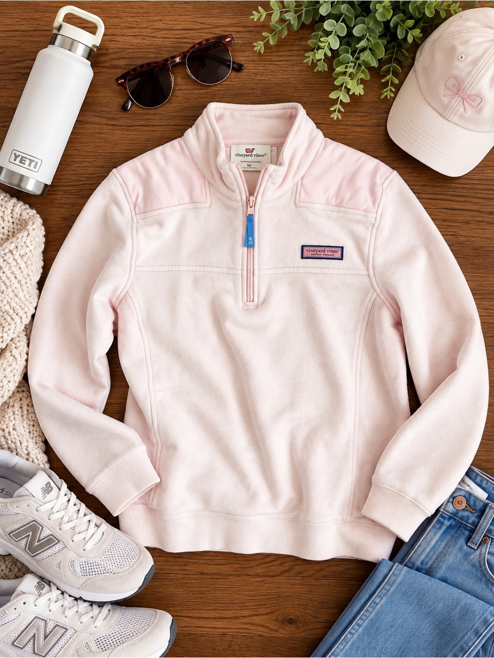 Vineyard Vines Pale Pink Quarter-Zip Pullover